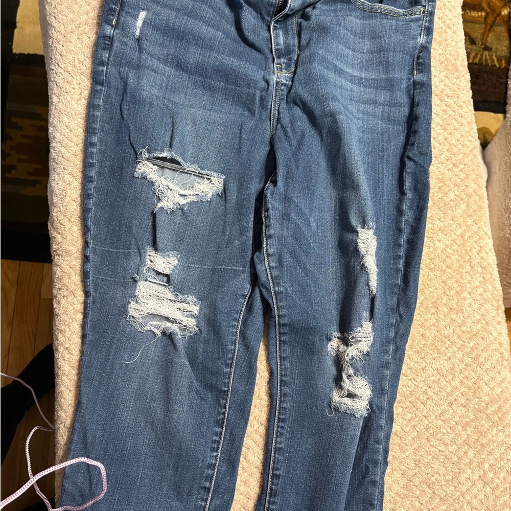 American Eagle Outfitters Ripped Blue Skinny Jeans